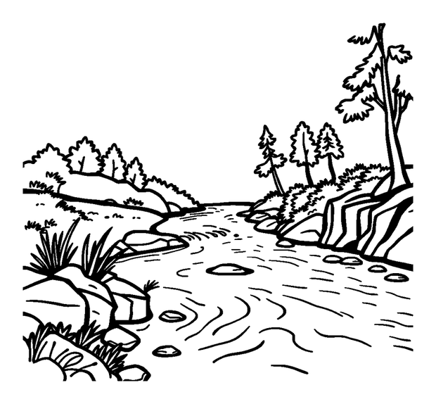 River colouring page — free printable for kids