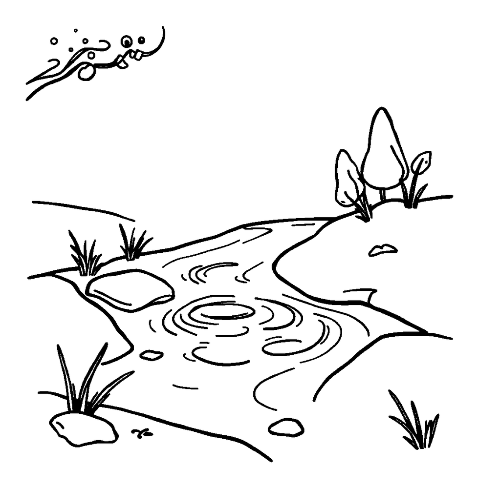 River colouring page — free printable for kids