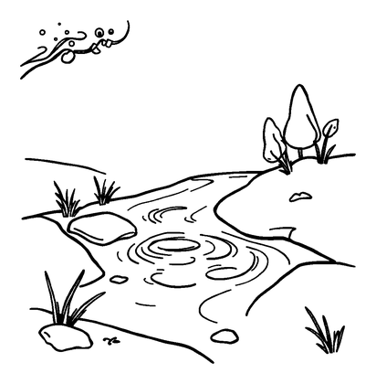 River Colouring Page (Kids, Standard)