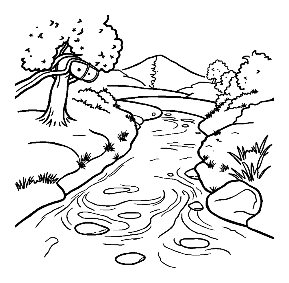 River colouring page — free printable for toddlers