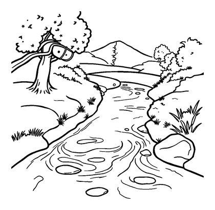 River Colouring Page (Toddler, Bold & Easy)