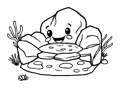 Rock Pool Colouring Page (Kids, Bold & Easy)