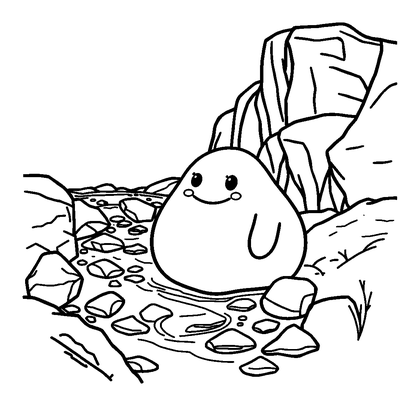 Rocky Stream Colouring Page (Toddler, Bold & Easy)