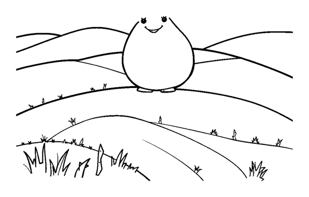 Rolling Hills colouring page — free printable for toddlers