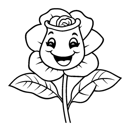 Rose Colouring Page (Kids, Bold & Easy)