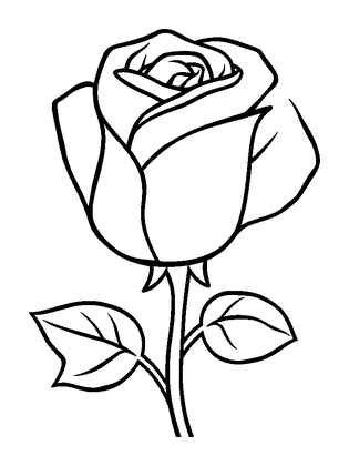 Rose Colouring Page (Kids, Standard)