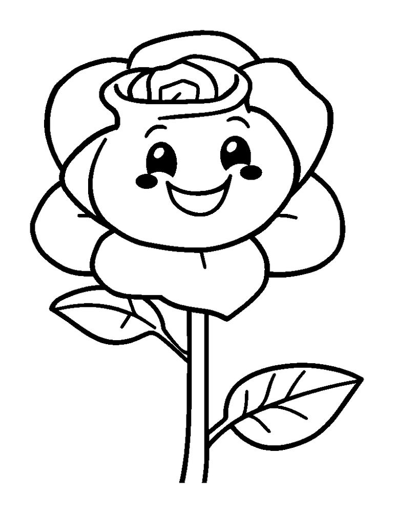 Rose colouring page — free printable for toddlers