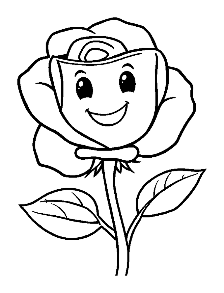 Rose colouring page — free printable for toddlers