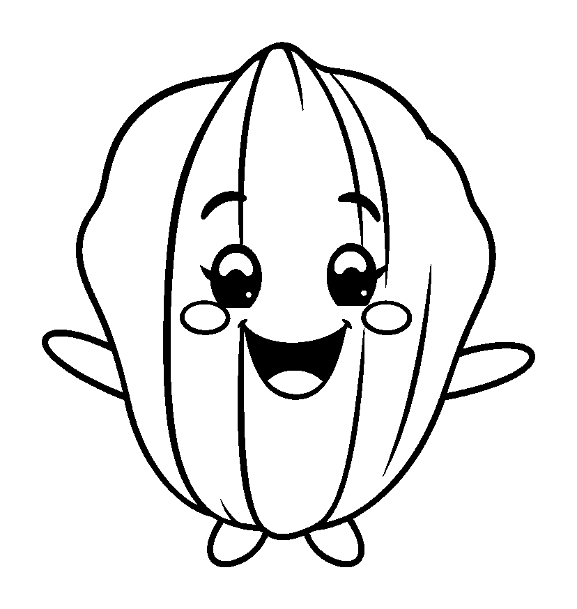 Seashell colouring page — free printable for kids