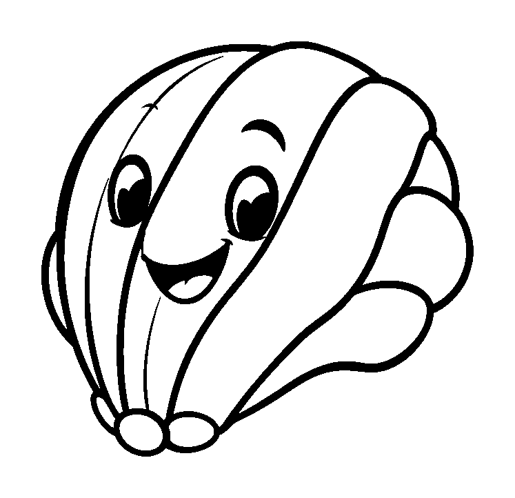 Seashell colouring page — free printable for kids