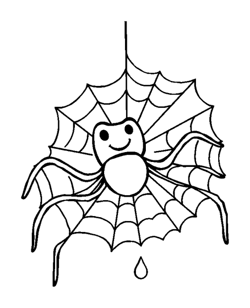Spiderweb Dewdrops colouring page — free printable for toddlers