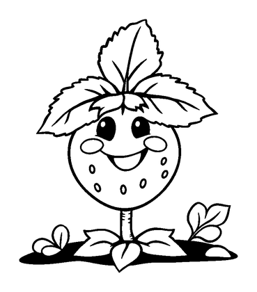 Strawberry Plant Colouring Page (Kids, Bold & Easy)