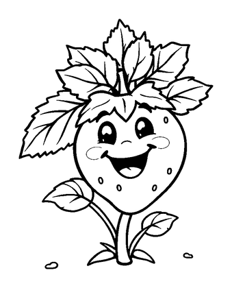 Strawberry Plant Colouring Page (Kids, Standard)