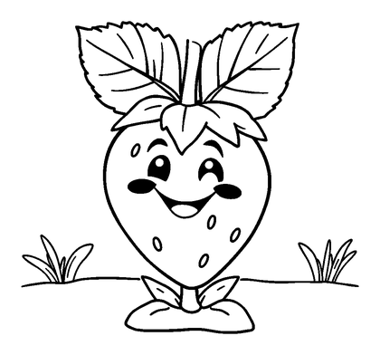 Strawberry Plant Colouring Page (Toddler, Bold & Easy)