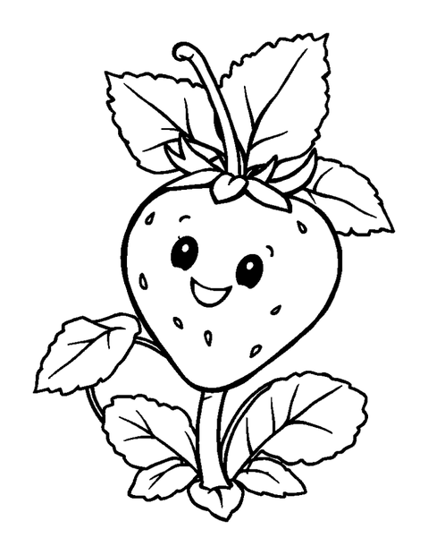 Strawberry Plant colouring page — free printable for toddlers