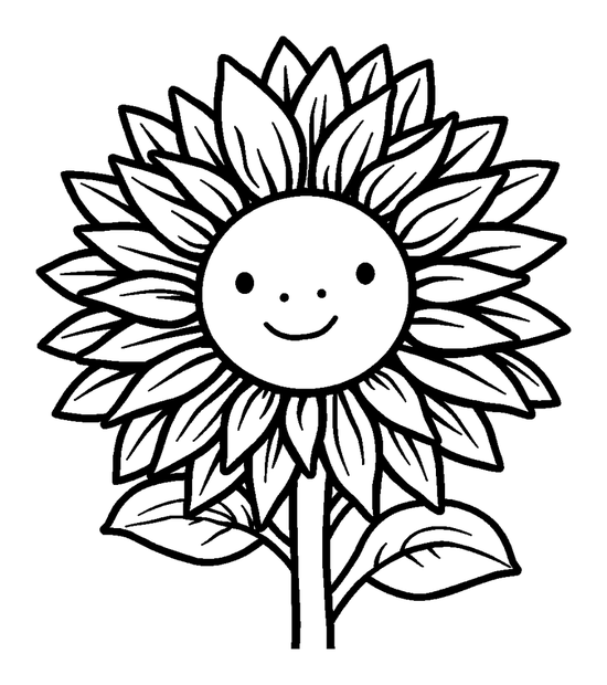 Sunflower colouring page — free printable for kids