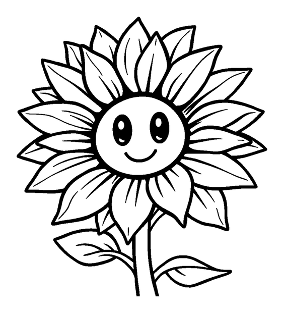 Sunflower colouring page — free printable for kids