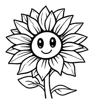Sunflower Colouring Page (Kids, Standard)