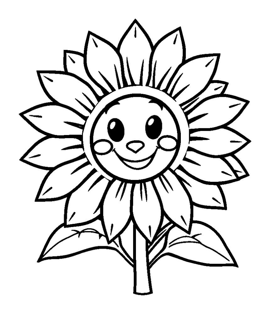 Sunflower colouring page — free printable for toddlers