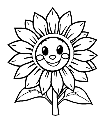 Sunflower Colouring Page (Toddler, Bold & Easy)