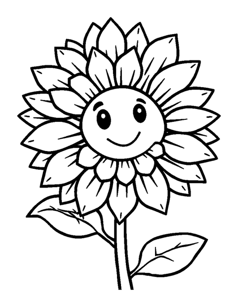 Sunflower colouring page — free printable for toddlers
