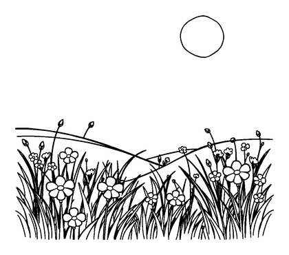 Sunlit Meadow Colouring Page (Kids, Standard)