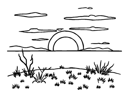 Sunset Colouring Page (Toddler, Bold & Easy)