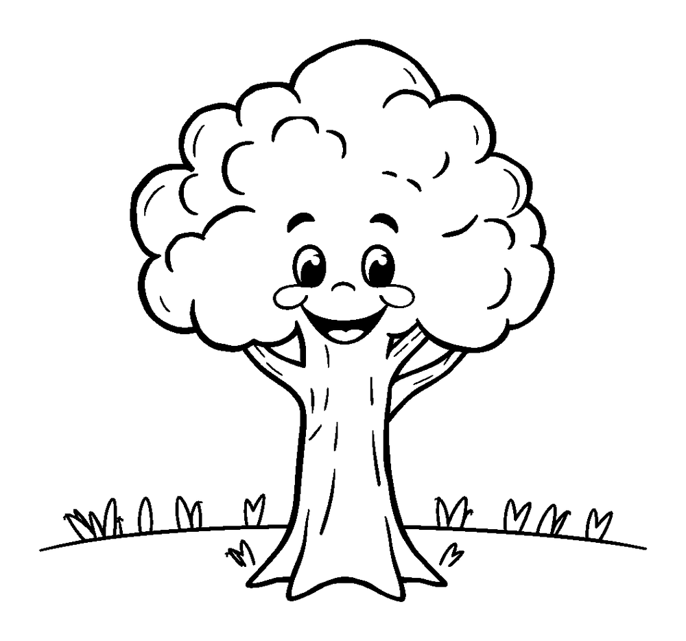 Tree colouring page — free printable for kids