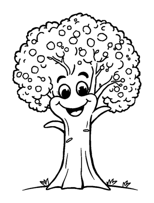 Tree Colouring Page (Toddler, Bold & Easy)