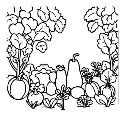 Vegetable Garden Colouring Page (Kids, Bold & Easy)