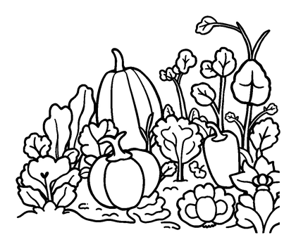 Vegetable Garden Colouring Page (Kids, Bold & Easy)