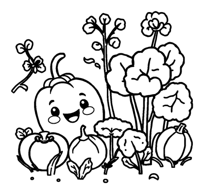 Vegetable Garden Colouring Page (Kids, Standard)