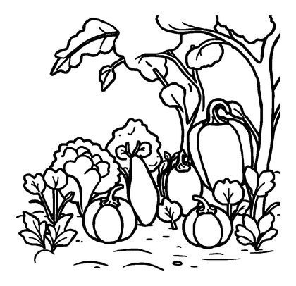 Vegetable Garden Colouring Page (Kids, Standard)