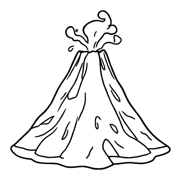 Volcano colouring page — free printable for kids