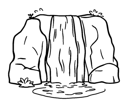 Waterfall Colouring Page (Kids, Bold & Easy)