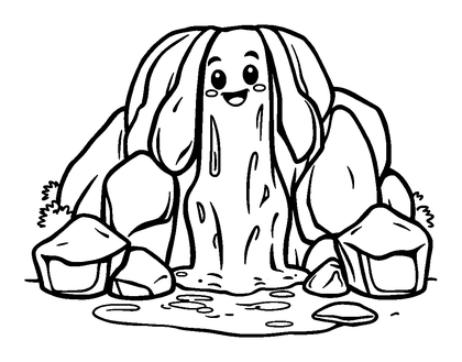 Waterfall Colouring Page (Kids, Standard)