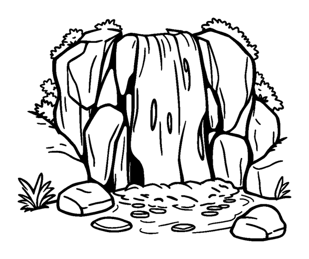 Waterfall colouring page — free printable for kids