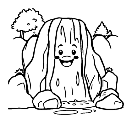 Waterfall Colouring Page (Toddler, Bold & Easy)