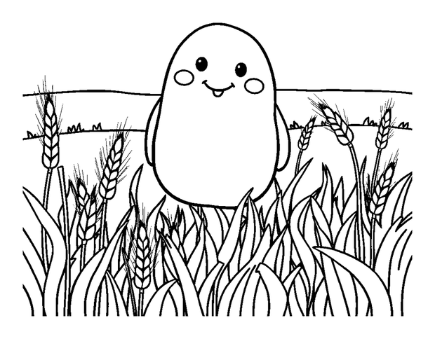 Wheat Field colouring page — free printable for toddlers