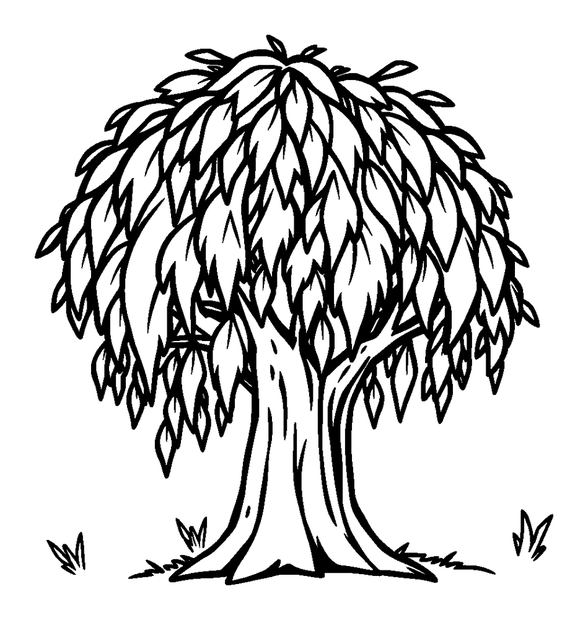 Willow Tree colouring page — free printable for kids