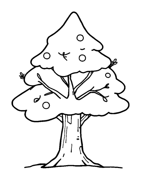 Winter Tree colouring page — free printable for kids