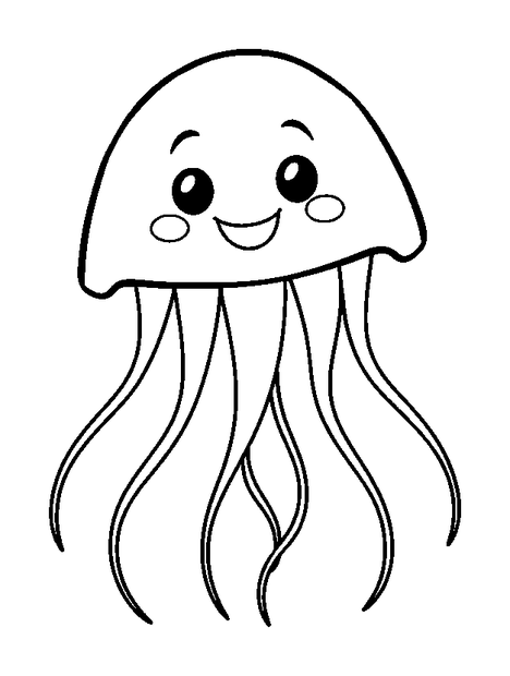 Bioluminescent Jellyfish colouring page — free printable for toddlers