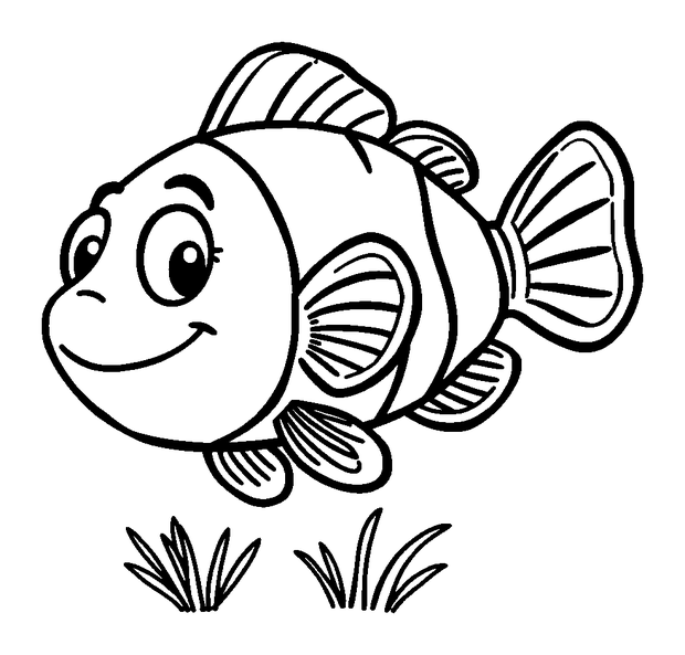 Clownfish colouring page — free printable for toddlers