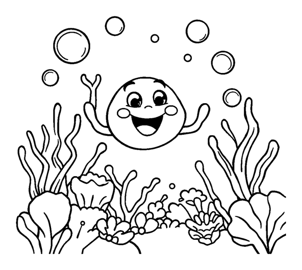 Coral Garden Bubbles colouring page — free printable for kids