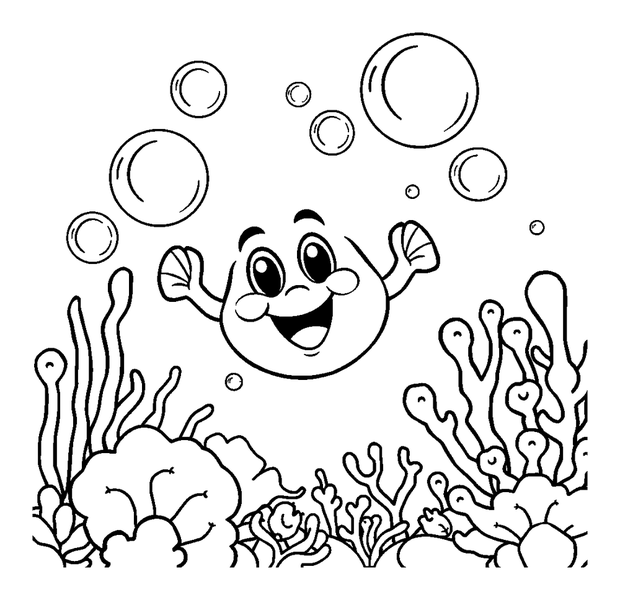 Coral Garden Bubbles colouring page — free printable for kids
