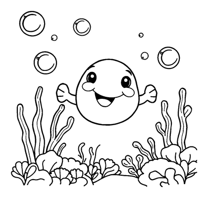 Coral Garden Bubbles Colouring Page (Toddler, Bold & Easy)