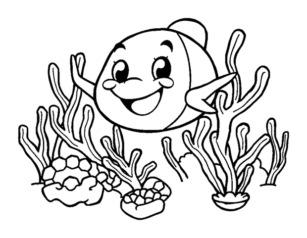 Coral Reef colouring page — free printable for kids
