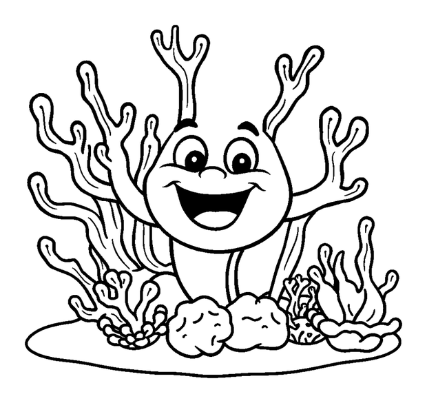 Coral Reef colouring page — free printable for kids