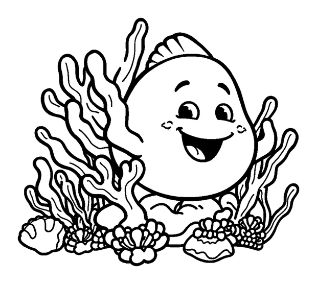 Coral Reef colouring page — free printable for toddlers