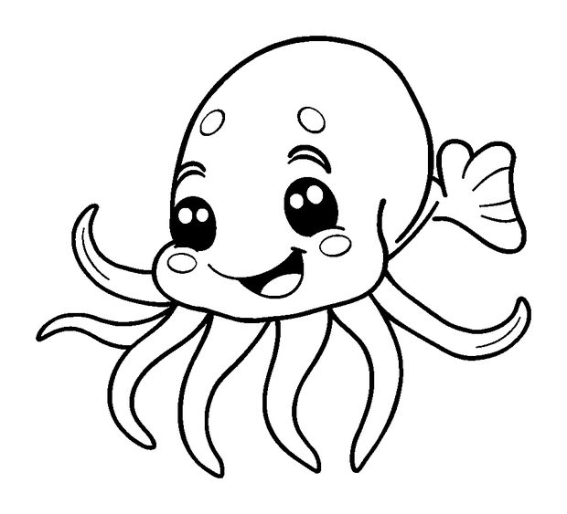 Cuttlefish colouring page — free printable for kids